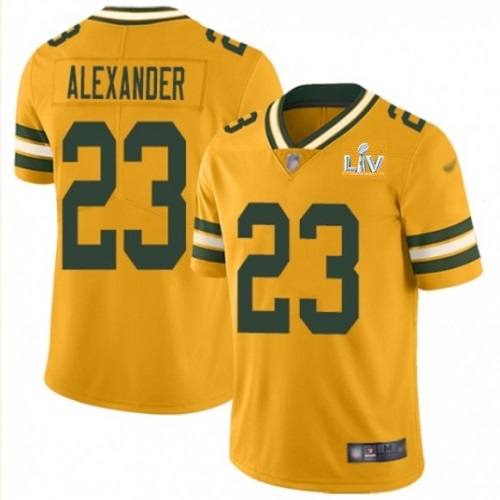 Men's Green Bay Packers #23 Jaire Alexander Gold NFL 2021 Super Bowl LV Stitched Jersey